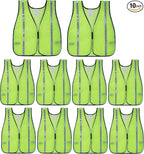 SIFE 10 Pack High Visibility Reflective Safety Vest,Made from Breathable and Neon Yellow Mesh Fabric,light weight for Man and Woman(Yellow-White, 10 pack)