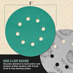 Dura-Gold Premium 80 Grit 5" Green Film Sanding Discs, 8-Hole Pattern, Box of 50 - Dustless Hook & Loop Backing Sandpaper for DA & Random Orbital Sanders, Sand Automotive Paint Woodworking Furniture
