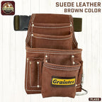 Graintex PL45S 10 Pocket Nail and Tool Pouch Suede Leather with 2" Webbing Belt