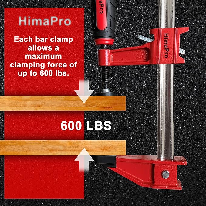 HimaPro 24 Inch Bar Clamp Set, 2 Pack 600 lbs Load Limit Medium Duty Quick Release Steel F Clamp, Ideal for Woodworking, Metalworking, and DIY Projects