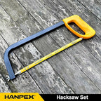 12in. High-Tension Hacksaw Frame with 10pcs Extra Bi-metal Blades, Hand Saw Suitable for Metal, wood, PVC, Carpentry