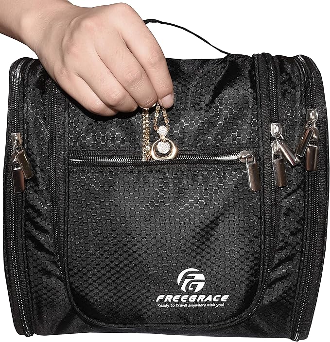 Hanging Toiletry Bag Extra Large Capacity | Premium Travel Organizer Bags For Men And Women | Durable Waterproof Nylon Bathroom, Shower, Makeup Bag For Toiletries, Cosmetics, Brushes
