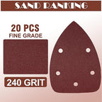 240 Grit Mouse Sander Sandpaper, Jamiikury 5 Hole Detail Sander Sandpaper Palm Sander Paper Mouse Sanding Pads Hook and Loop Sanding Sheets - Pack of 20