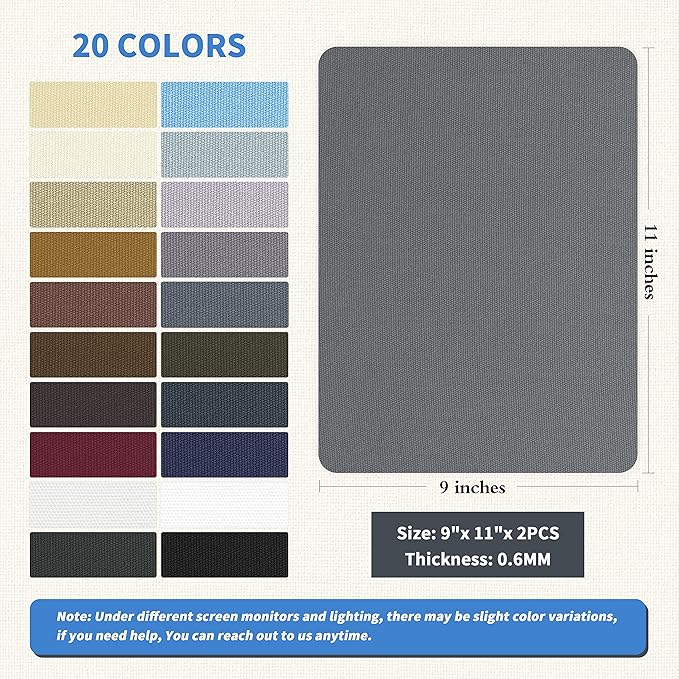 KING MOUNTAIN Canvas Repair Patch 9 x11 Inch 2 Pcs Self-Adhesive Waterproof Fabric Patch for Sofas, Tents, Furniture,Tote Bags, Car Seats (Charcoal Grey)