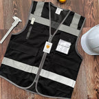 TCCFCCT Mesh Safety Vest - High Visibility, 5 Pockets, Reflective Work Vest for Men & Women; Meets ANSI/ISEA Standards - Black, XL